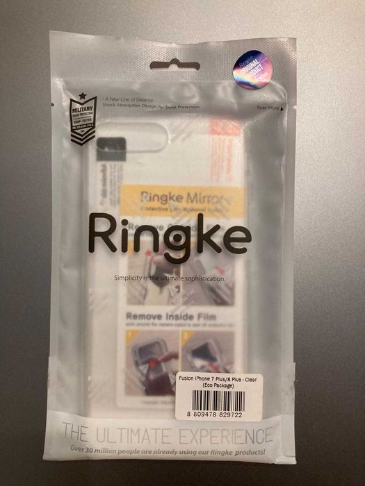 Husa transparenta iPhone 8+, folie sticla fata & folie spate - 150 lei