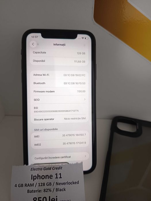 Iphone 11 128GB Black/Neverlocked/Baterie:82% ID9135