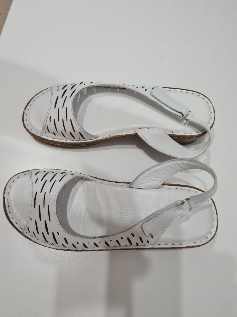 Sandale albe piele 100% garantat