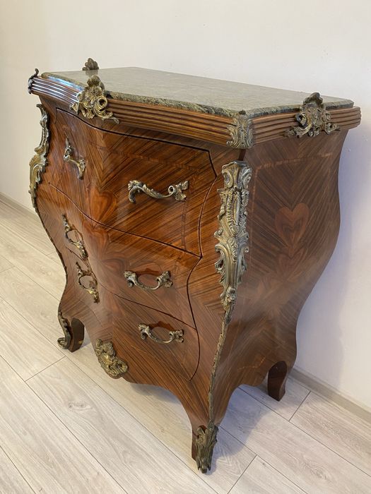 Comoda Bombata Servanta Bronz Marmura Ludovic XV Baroc Vintage