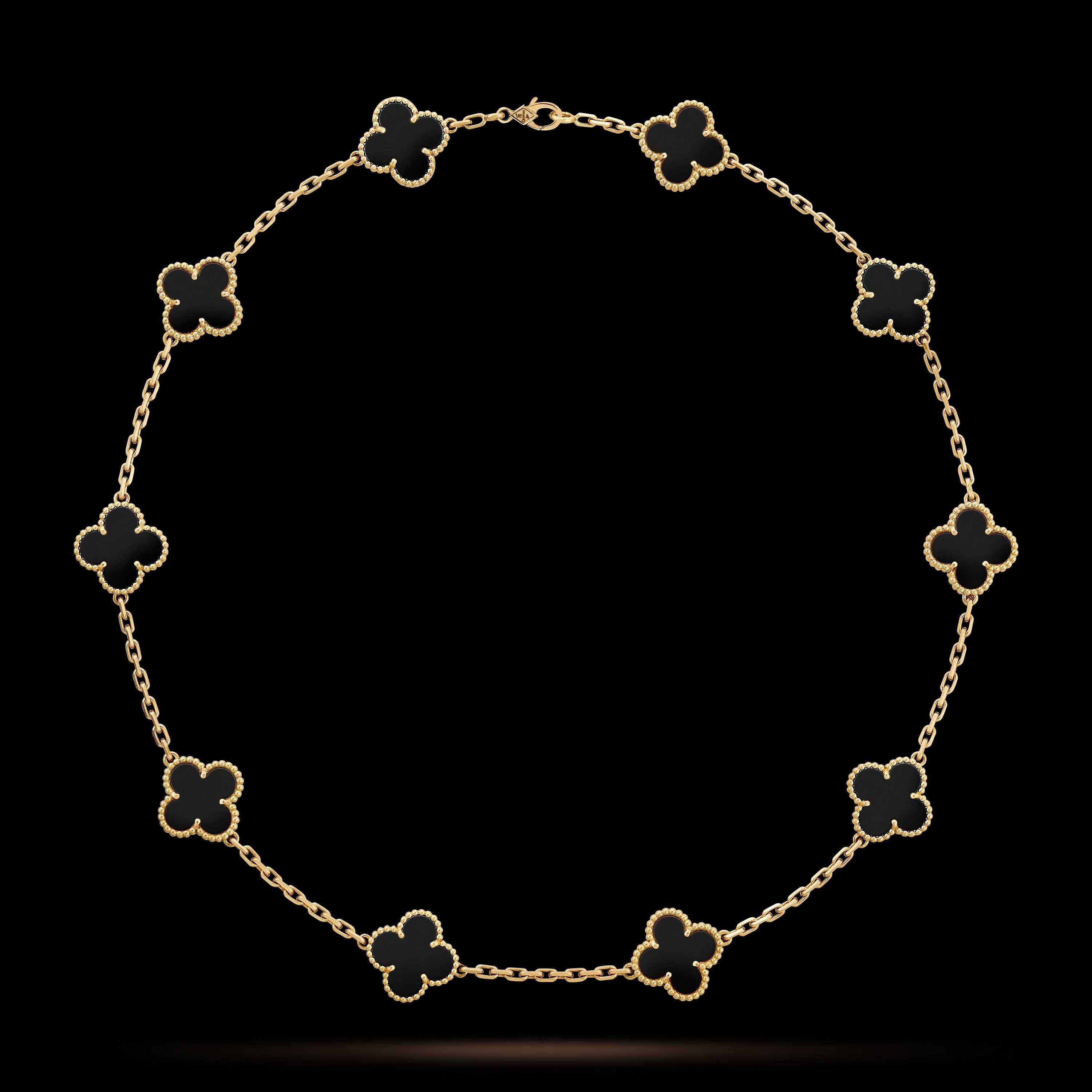 Van Cleef & Arpels VCA Black Onyx 10 Motifs Alhambra Дамско Колие