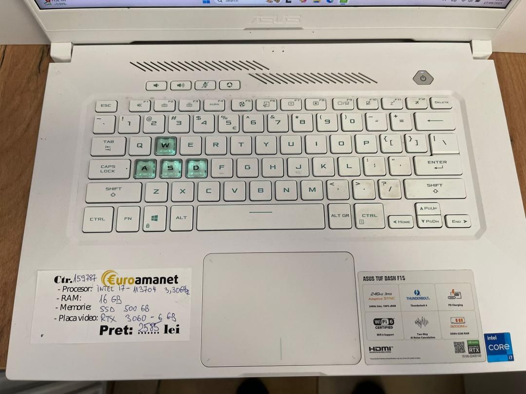 Laptop Gaming ASUS TUF Dash F15, i7-11th Gen, RTX 3060 6GB -A-
