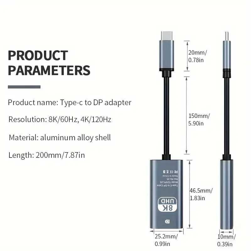 Адаптер USB 3.1 (Type-C) к DP 8К