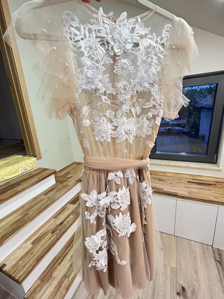 Rochie de ocazie,nude , creatie Diana Antohi , model unicat