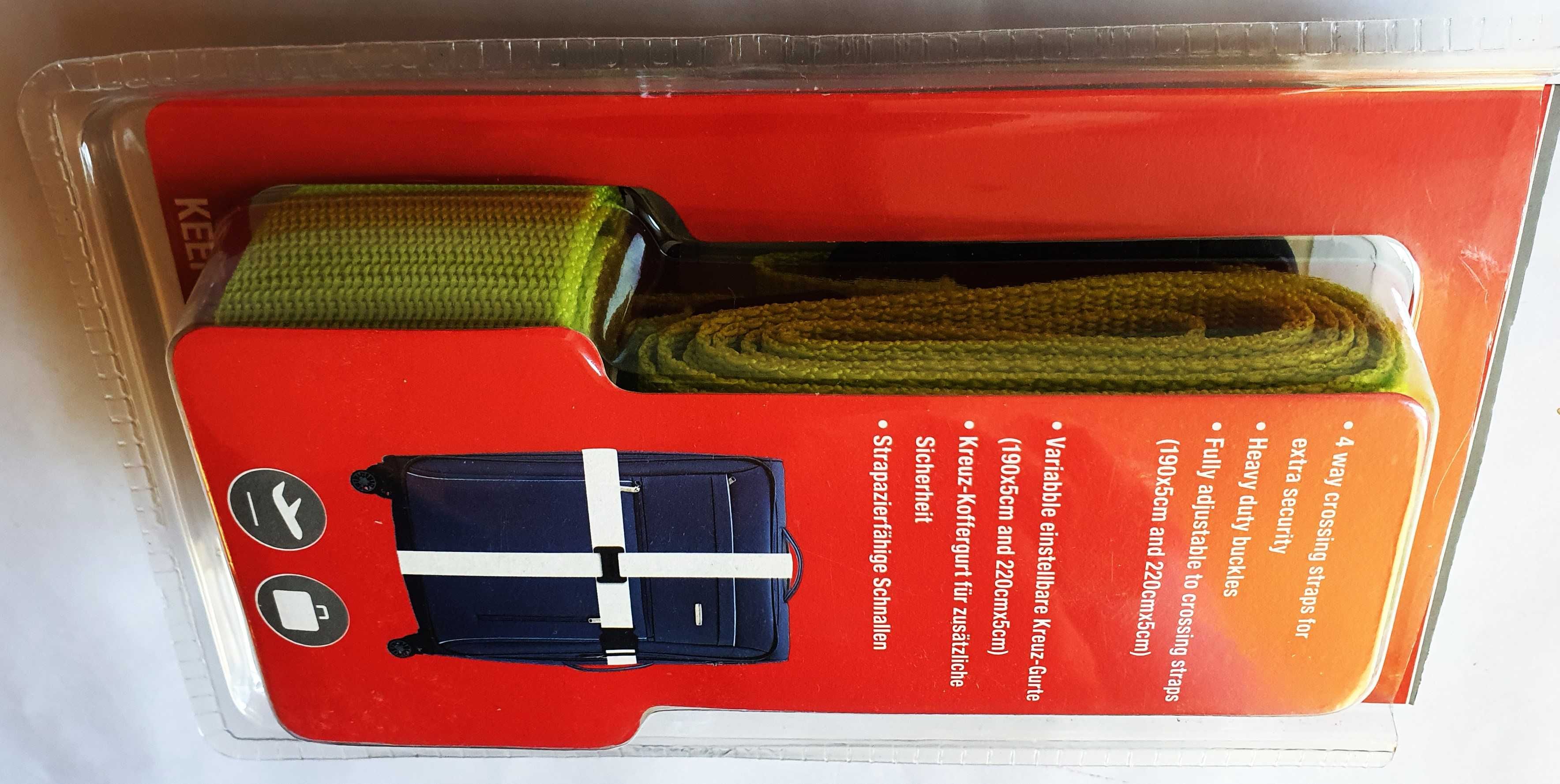 Set doua curele pentru bagaj nailon verde neon (NOI)