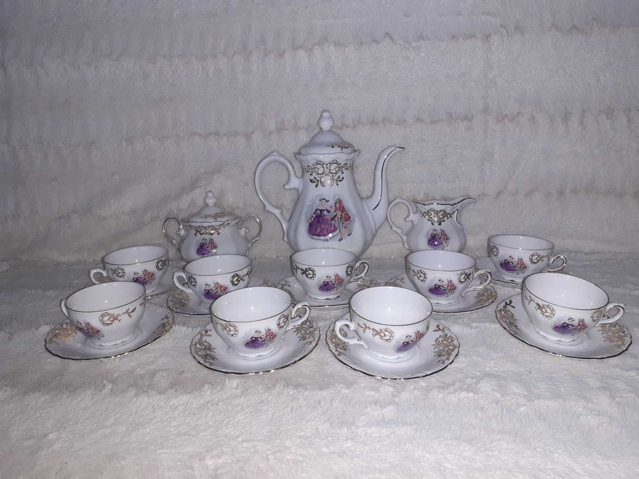 Set cafea portelan frantuzesc desen baroc