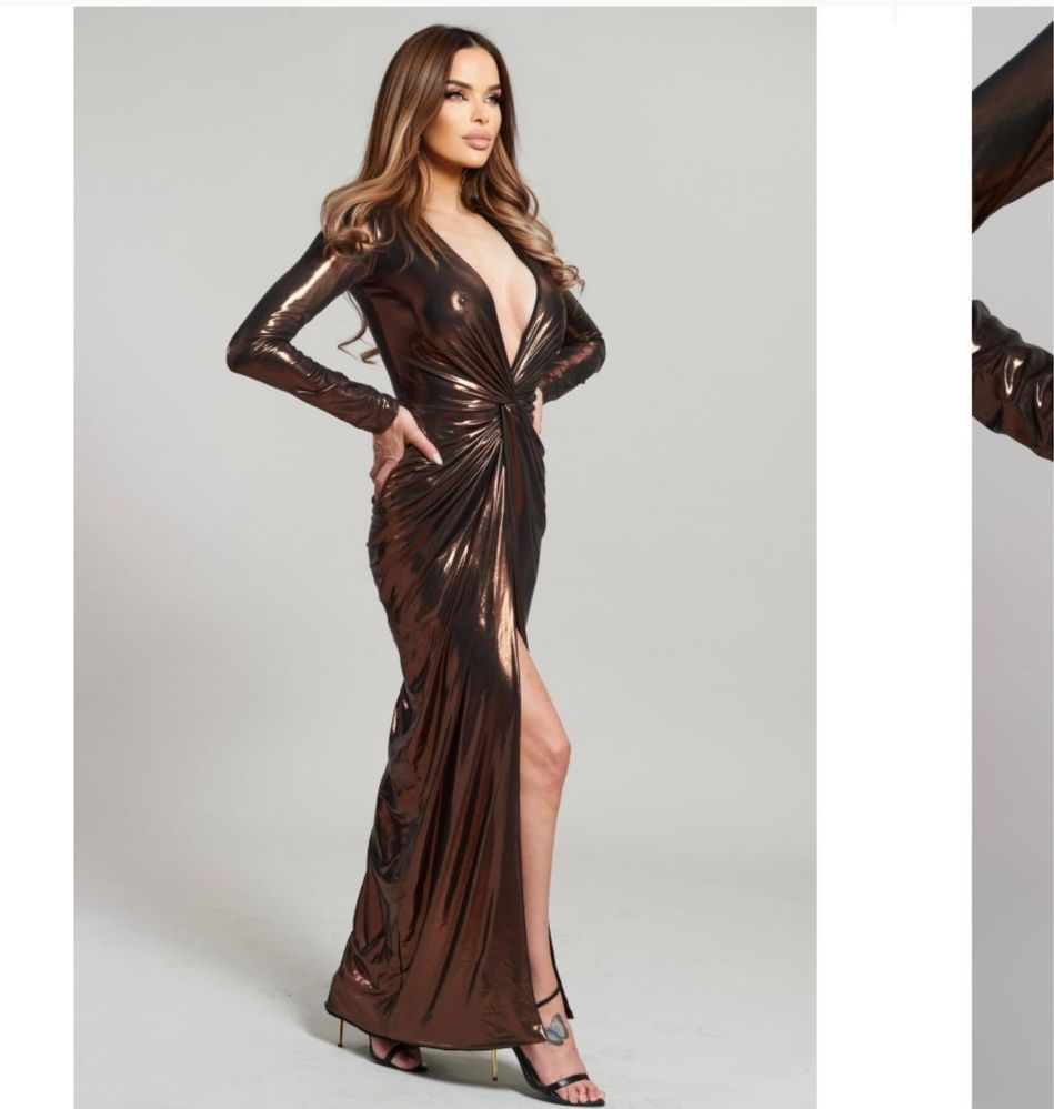 Rochie lunga bronz inchis marime xs noua