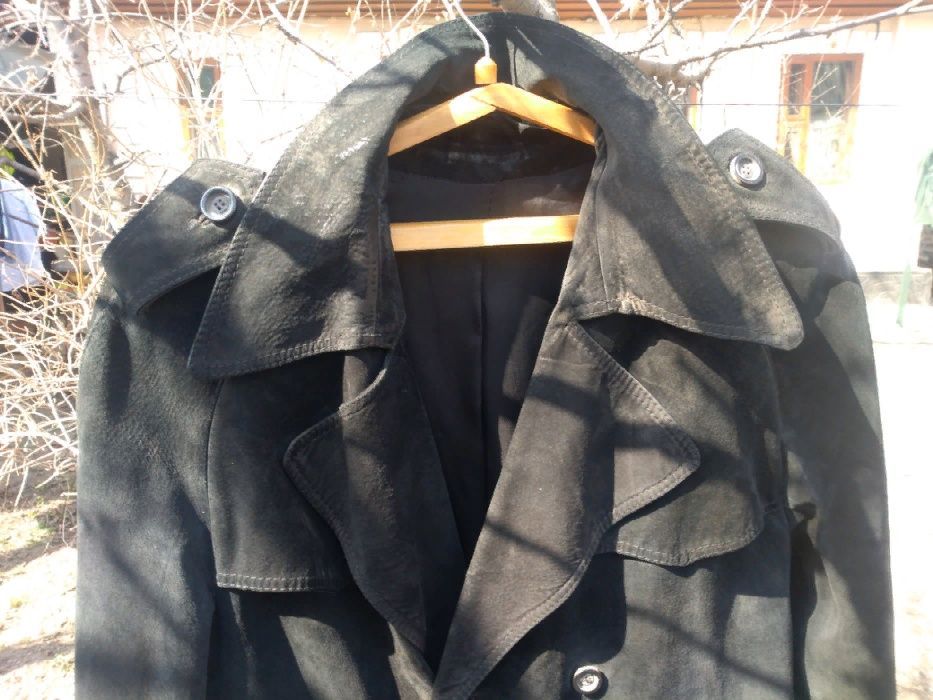 Полушубок-куртка, цигейка, верх темно-синяя плащевка, удлиненная