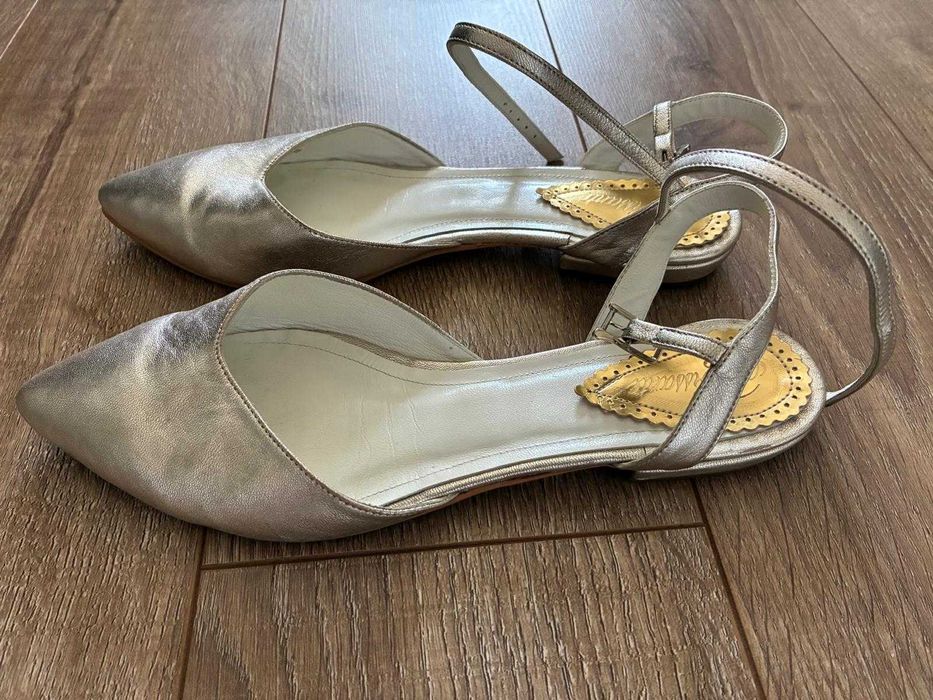 Pantofi-balerini piele narurala argintiu 39