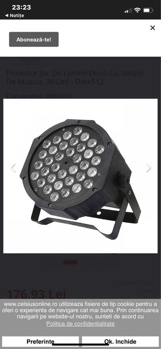 5-Proiector Joc De Lumini Disco Cu Senzor De Muzica, 36 Led - Dmx512