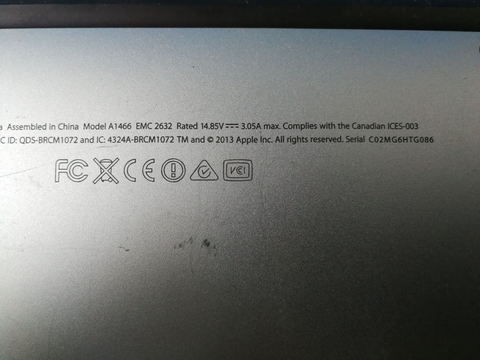 Macbook Air 2014 A1466 cpu i5/ram 4GB/ssd 256GB