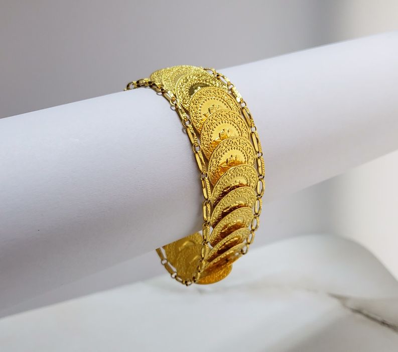 Brățară din aur de 14K cu bănuți – lungime 20 cm, gramaj 26,41 g