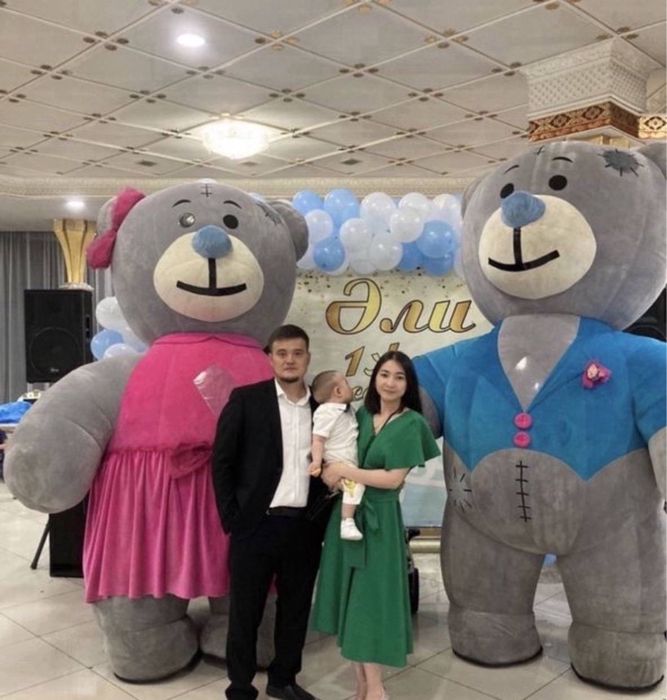 Баннер Happy brithday Шарики гели белая умка медведь Пупсики Аниматор