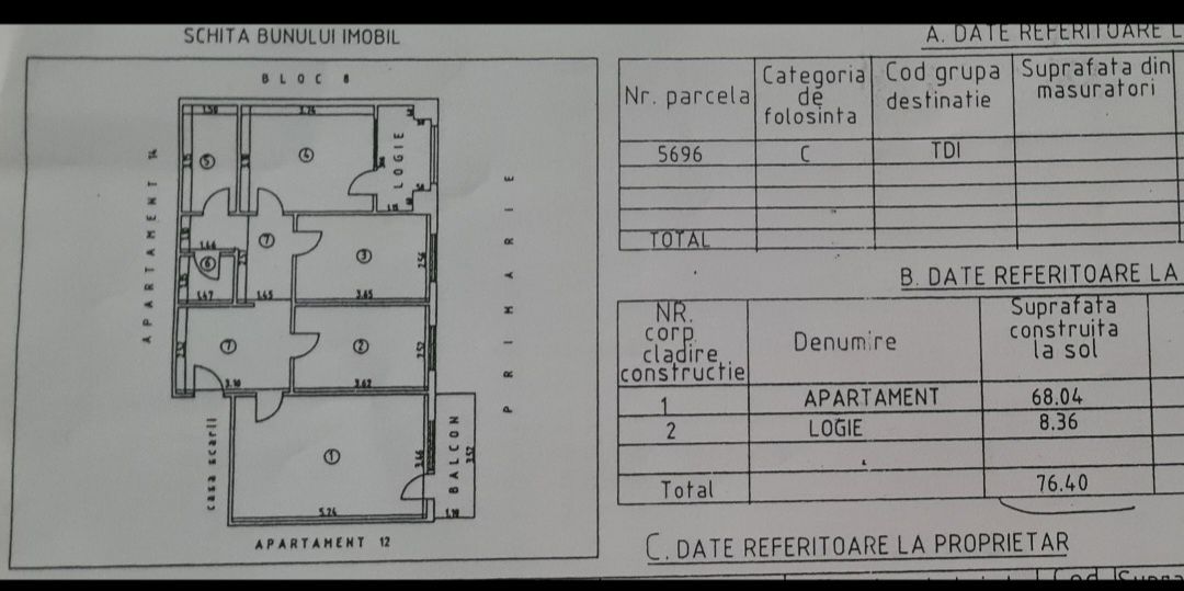 Apartament 3 camere zona ultracentrala 77mp necesita renovare generala