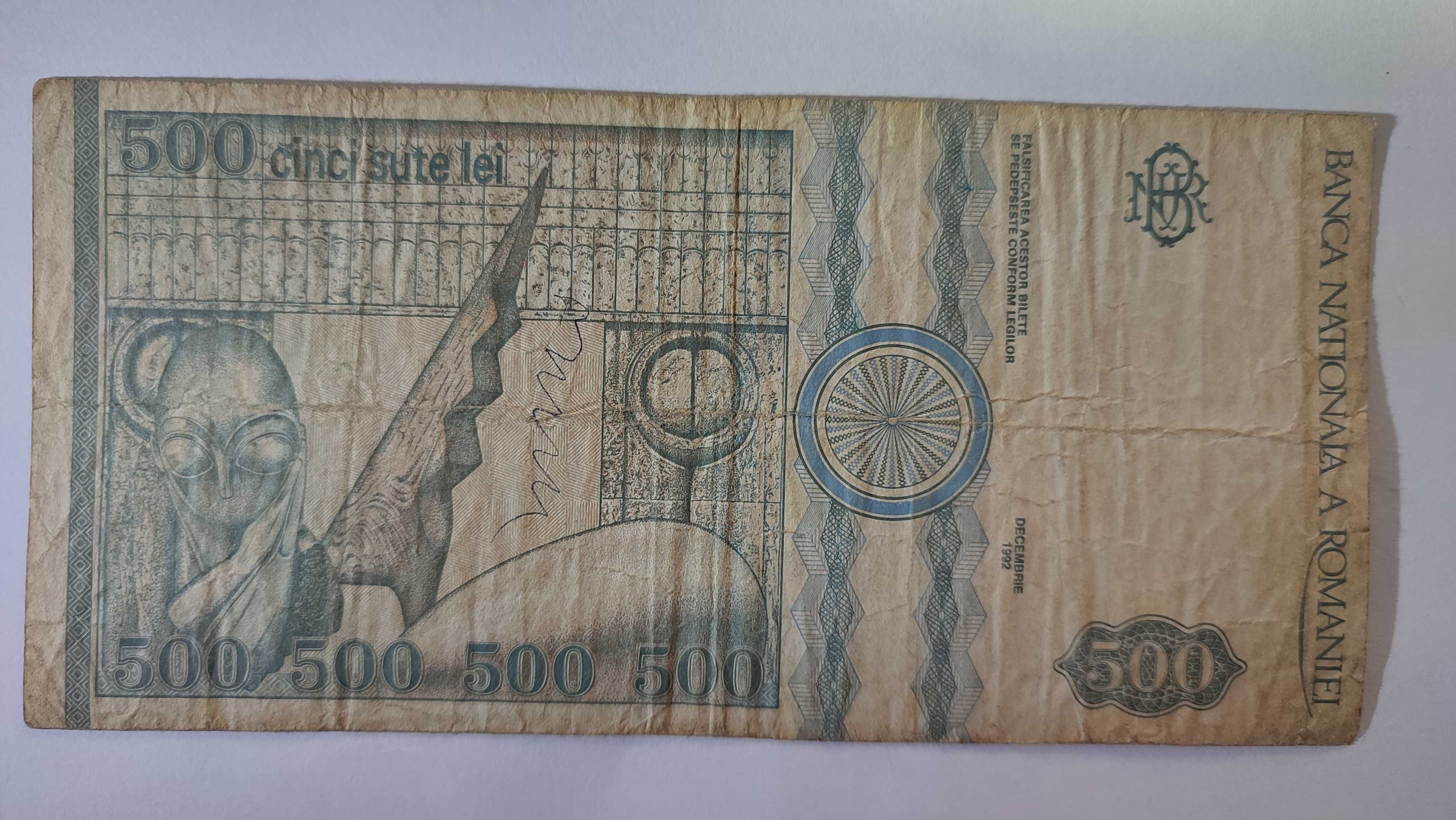 Bancnota de 500 lei, decembrie 1992 Seria H.