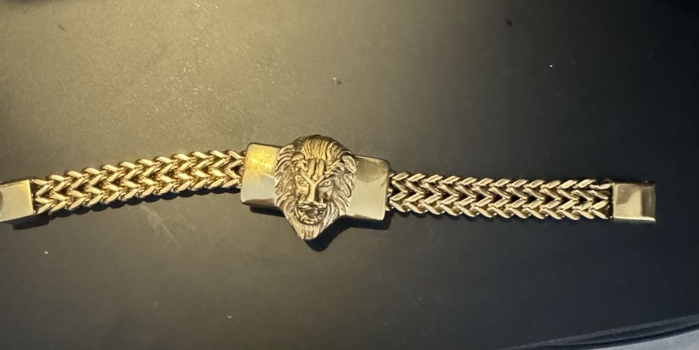 Bratara barbat Cap de leu placata cu aur de 18K