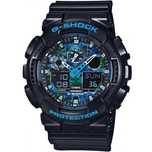 Ceas Sport CASIO G-SHOCK GA-100 BLACK&BLUE-Negru cu Albastru 2025 NOU!