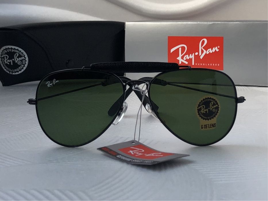 Мъжки слънчеви очила авиатор с кожа минерално стъкло 6 цвята