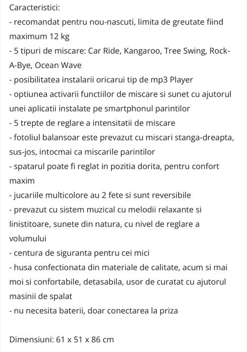 Balansoar pentru copii mamaRoo