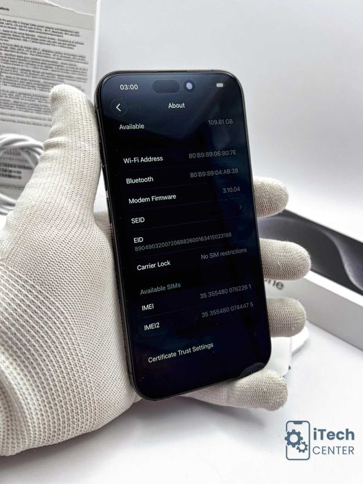 iPhone 15 Pro, 128GB, Black, 100% батерия, КАТО НОВ, ГАРАНЦИЯ!