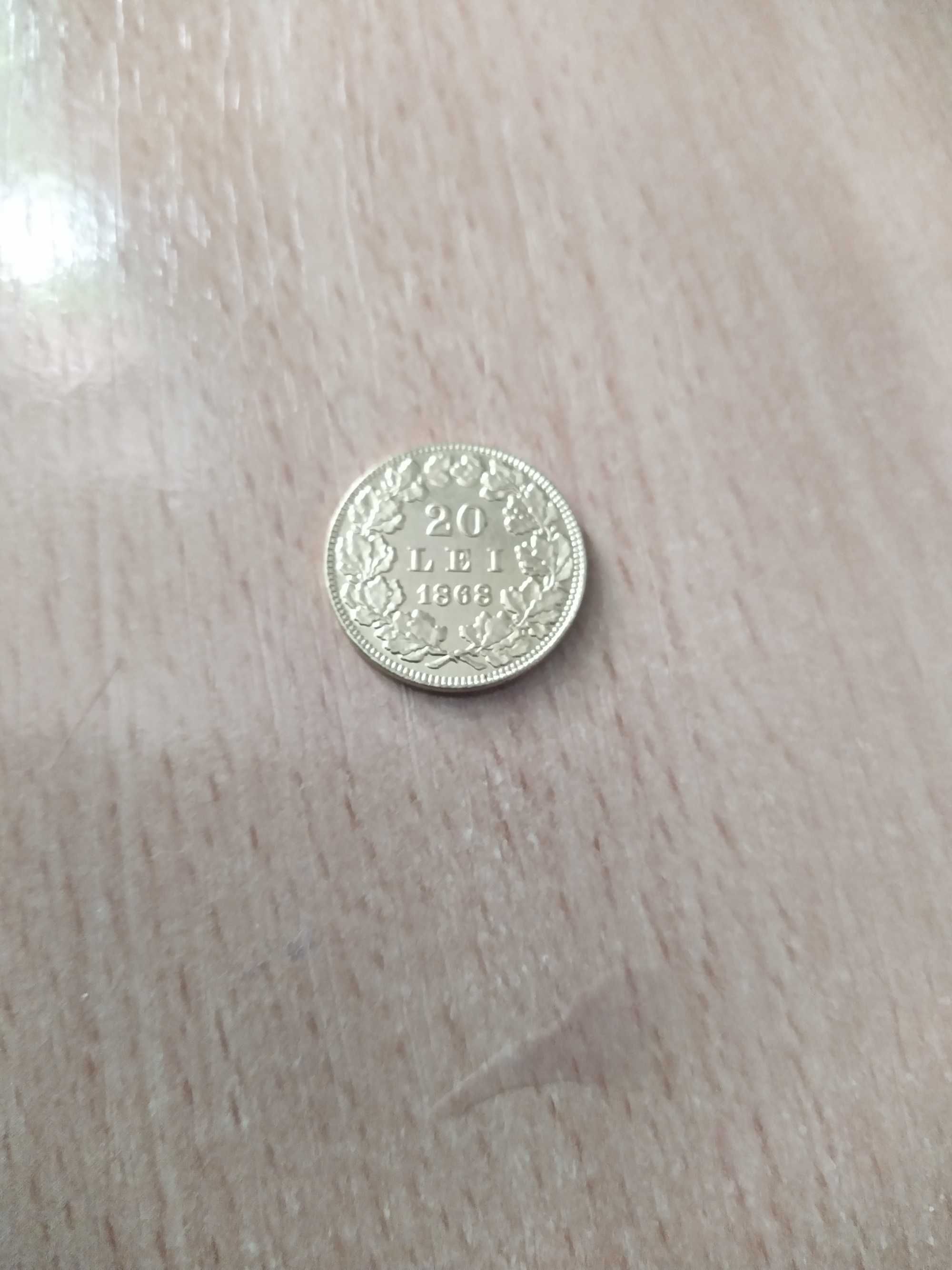 Monedă 20 lei Carol 1 Rege al României 1868 replică