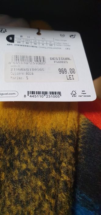 Desigual,palton,pardesiu,nou cu eticheta,mărimea S