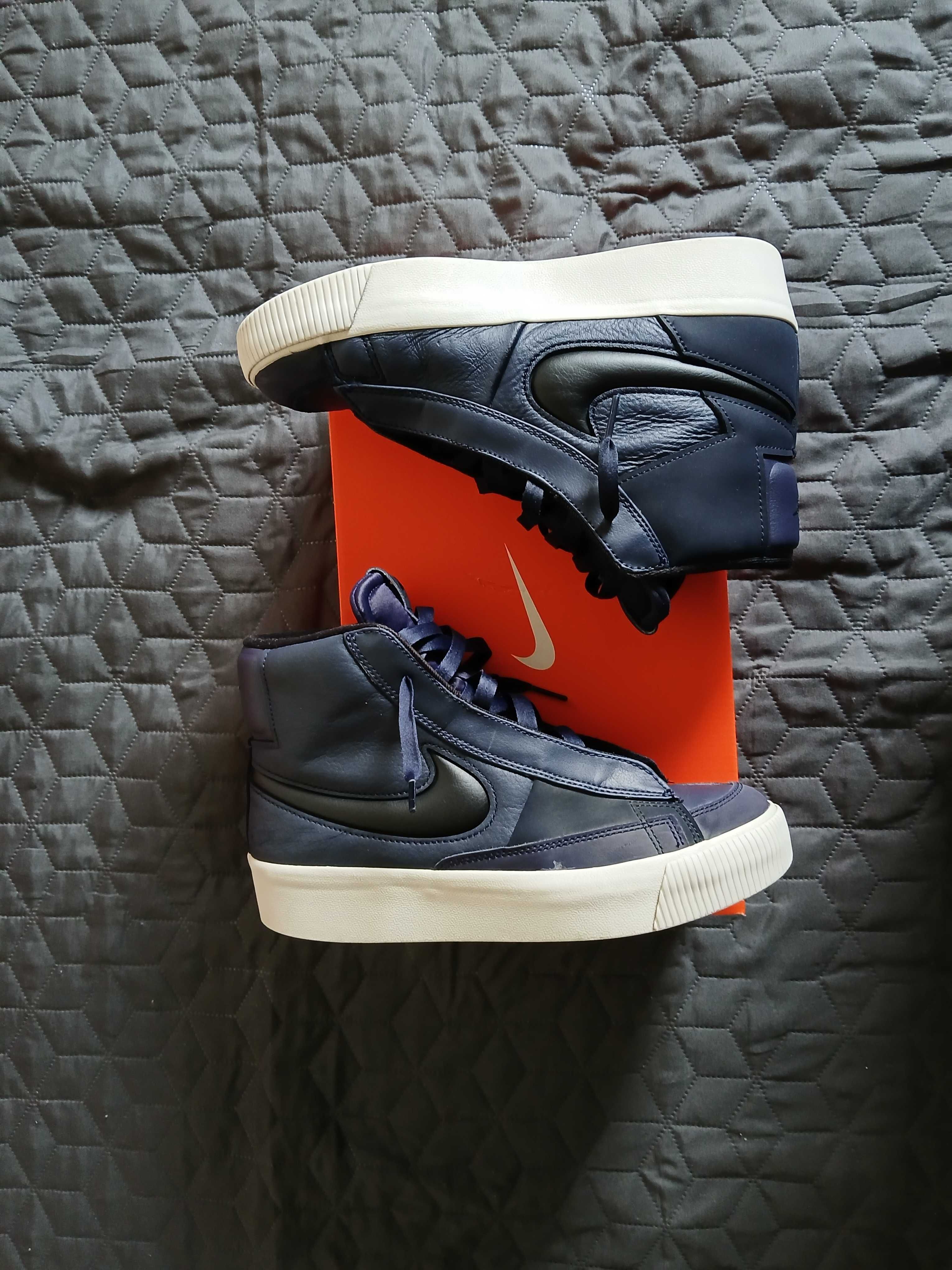 Nike - Pantofi sport mid-high Blazer Victory, Negru, Bleumarin, 5.5