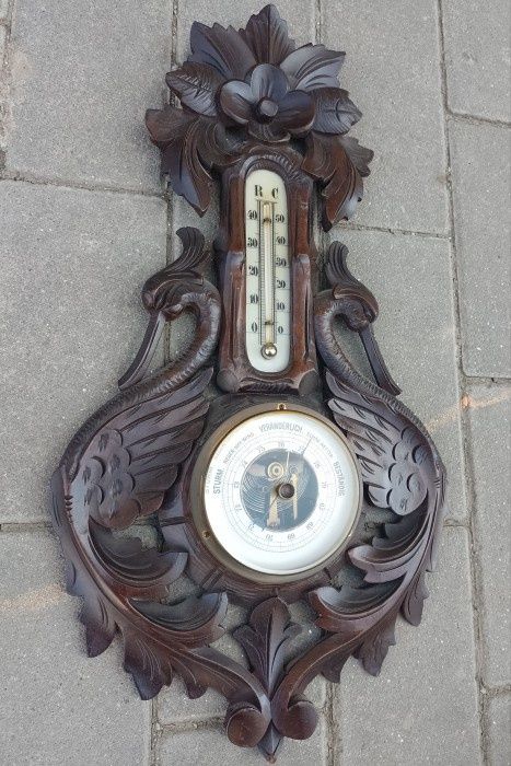 Ansamblu antic barometru, termometru in stil Art-Deco piesa foarte vec