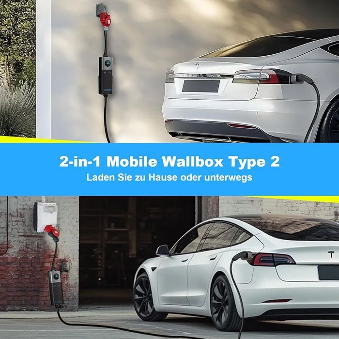 22kW Преносима зарядна станция за електромобили, трифазна, Type 2 5м