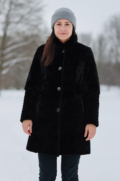 Натуральная шуба мутон, норка