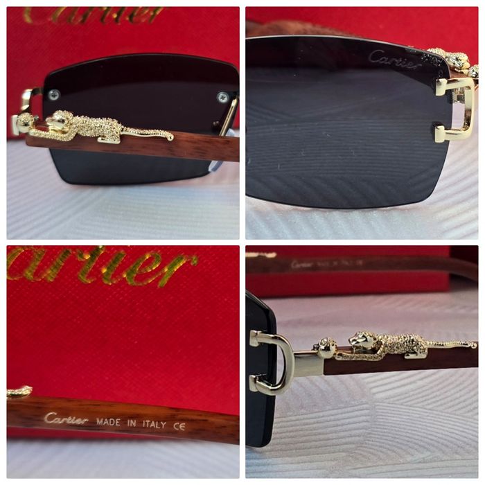 Мъжки слънчеви очила дървени дръжки с пантера 5 цвята