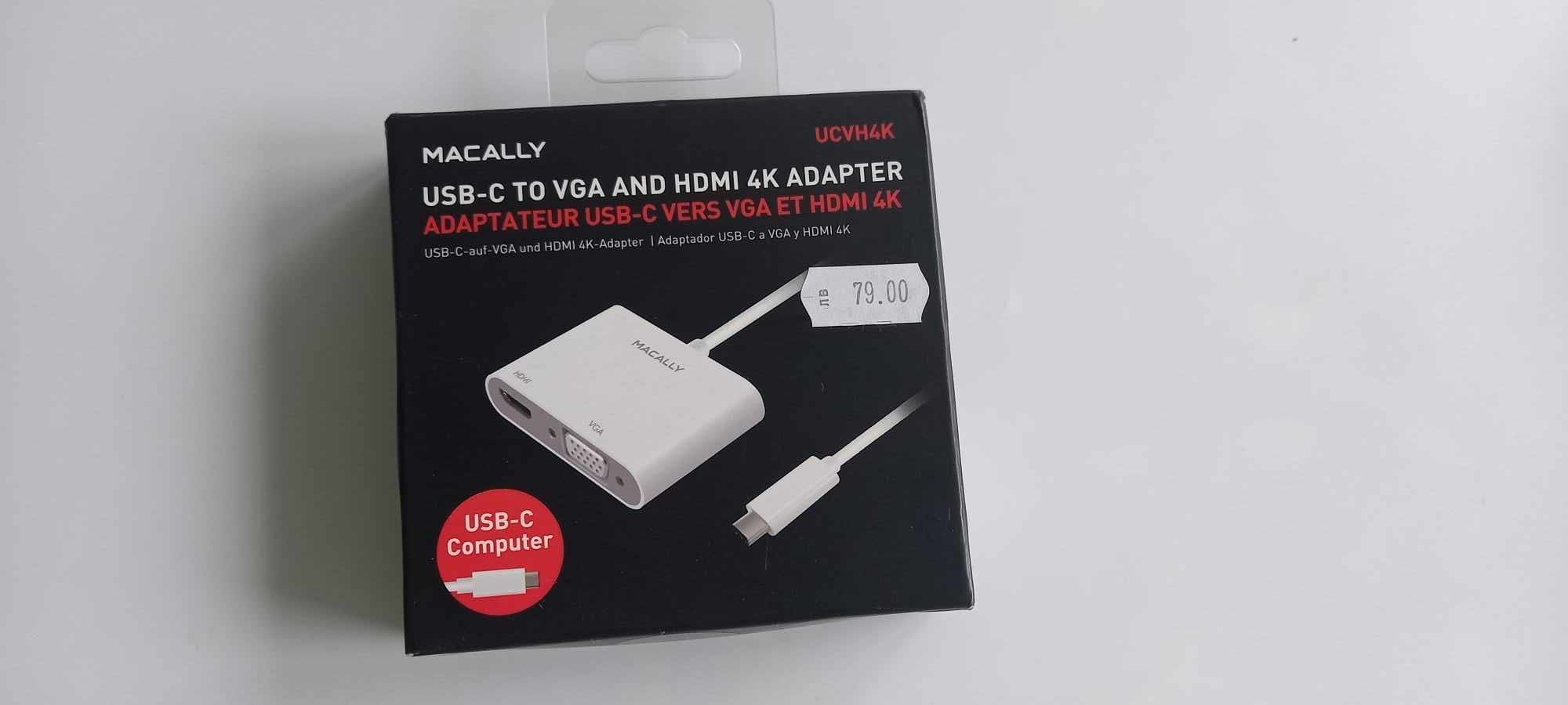 Адаптер USB-C към VGA и HDMI 4K