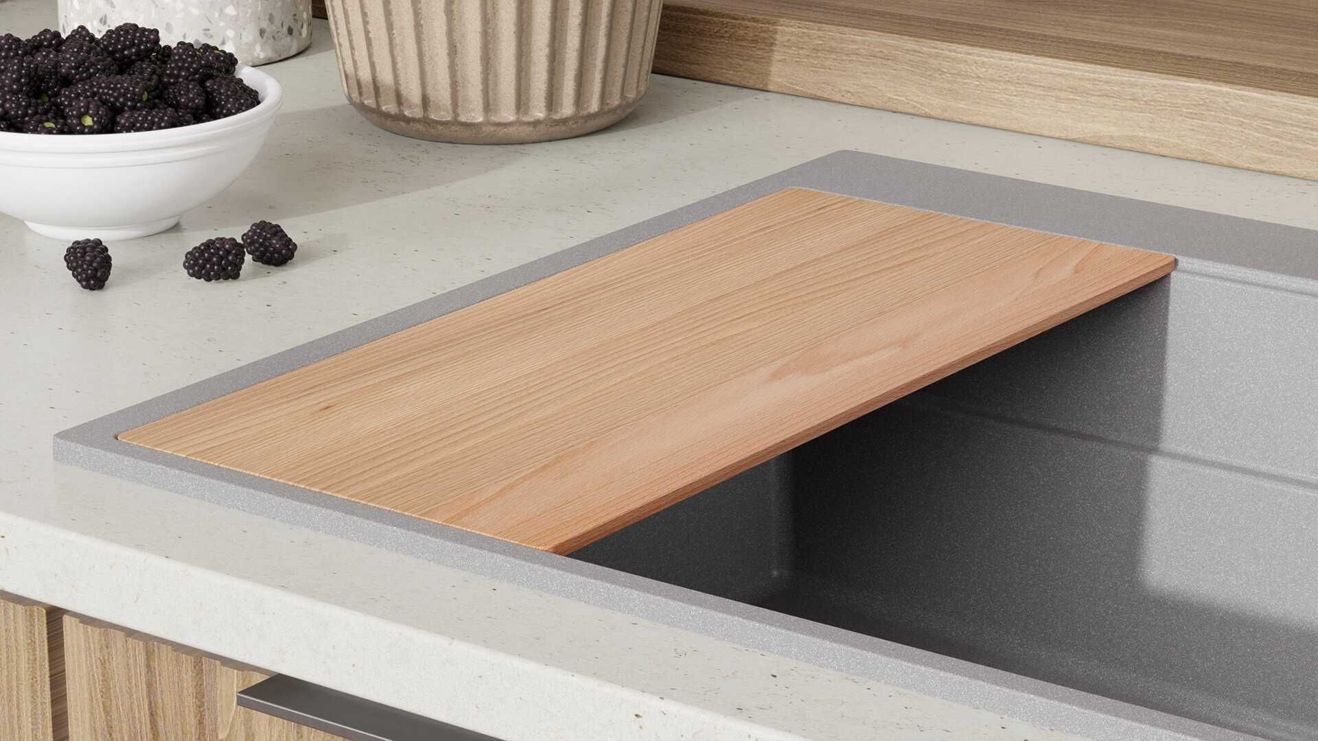 Сива кухненска мивка от гранит Осло 80 Max Multilevel 780 x 530 mm