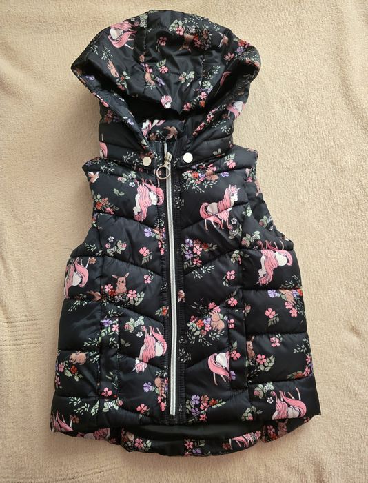 Vestă copii  neagra cu flori