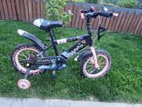 Bicicleta copii 5-7 ani cu roti ajutatoare si suport pentru apa