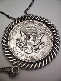 Сребърен синджир half dollar 1964 медальон