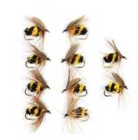 10 броя сухи мухи земна пчела за пъстърва, клен и друг хищник