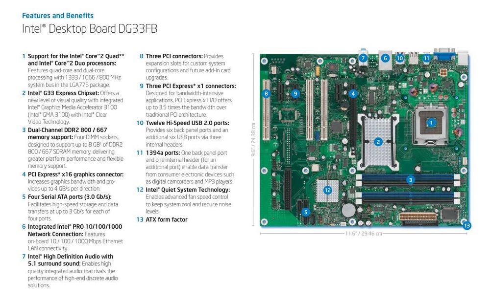 Placa de baza Intel DG33FB - Socket 775,  Intel G33 Express Chipset