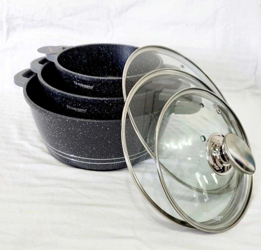 Set de oale marmorate cu capac 3buc