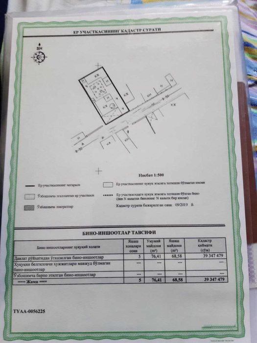 ул.М.Ашрафи ор-р маг. Счётчики Участок 3,14сот Дом 5ком 77м2 Фасад 12м