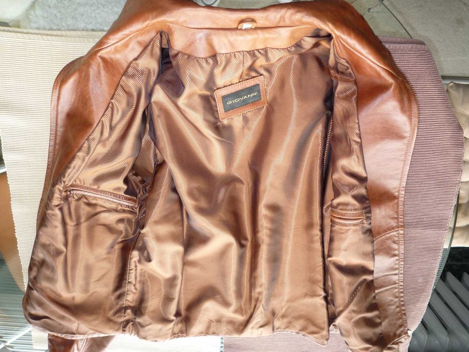 Кожено яке от естествена кожа „Giovanni“, цвят светло кафяв