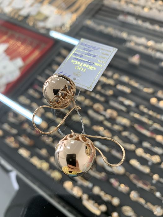 Золото серьги ЖанТаС ломбард г.Астана