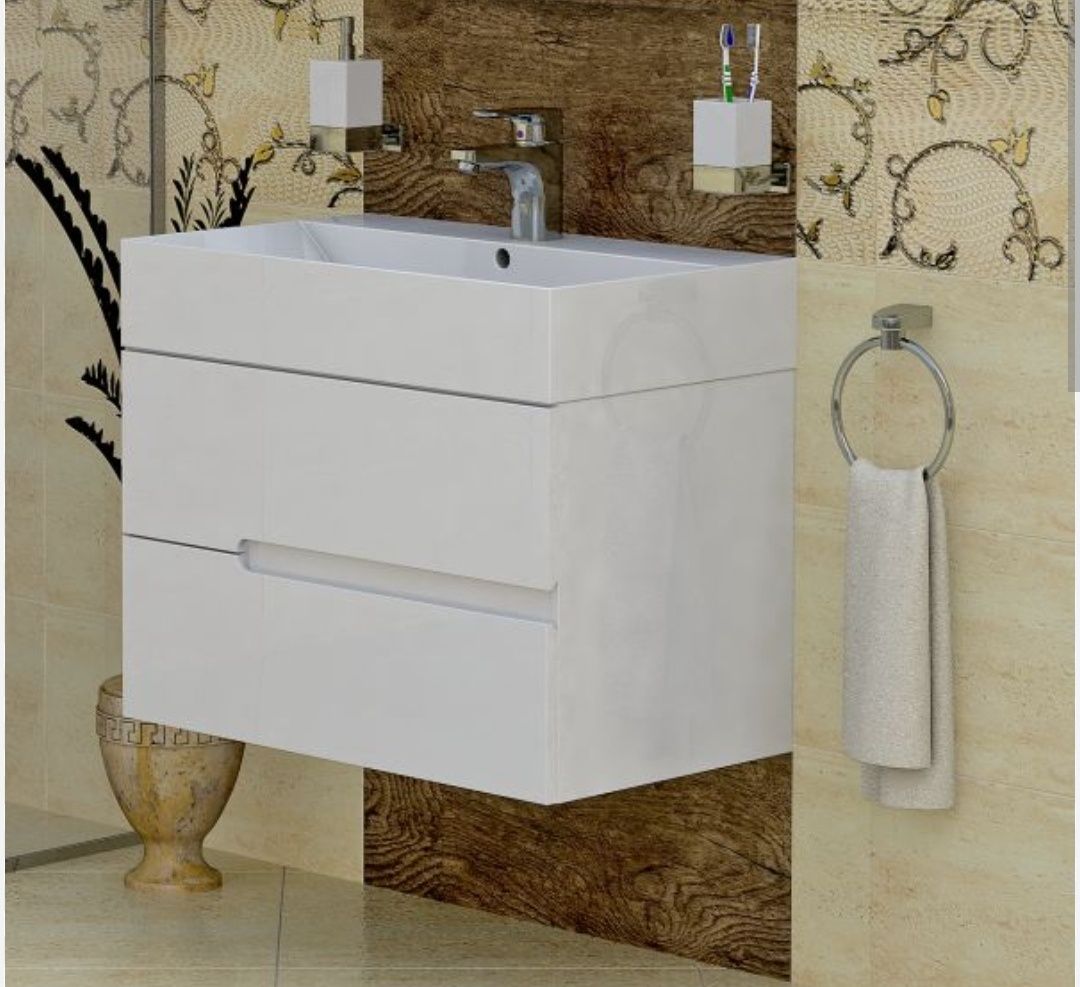 Нов Triano PVC долен шкаф за баня 70 см. + умивалник