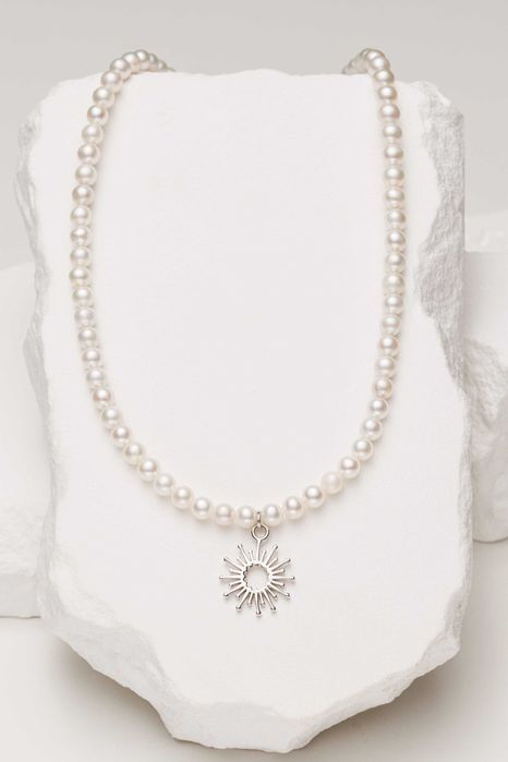 Coliere perle naturale cu talisman aur sau argint|Livrare gratuita Buc