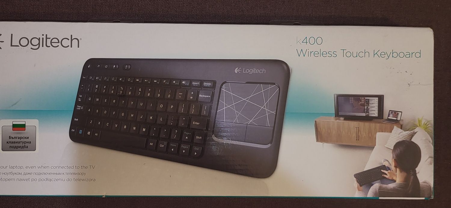 Logitech k400 безжична клавиатура с тъчпад