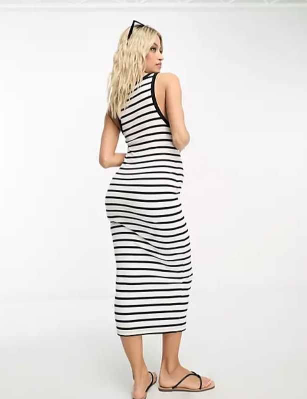 Asos Design рокля за бременни на райе в черно и бяло