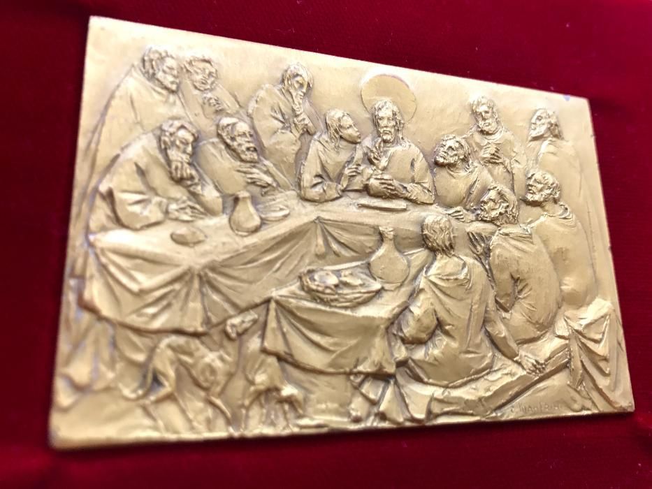 Placheta Enrico Manfrini suflata cu aur - semnata