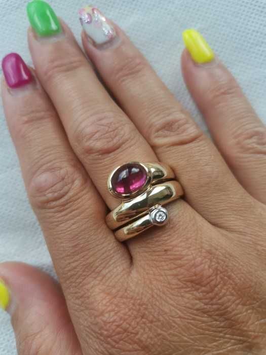 inel aur 14k turmalina si diamant sarpe diamante unicat
