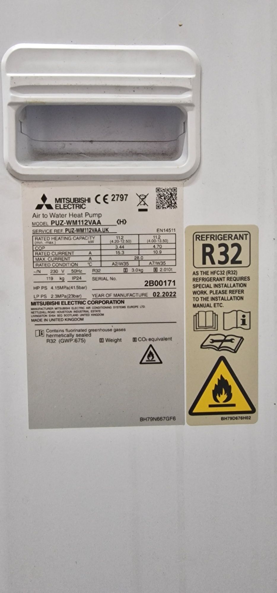 Термопомпа въздух-вода  MITSUBISHI PUZ-WM112VAA 11.2kW