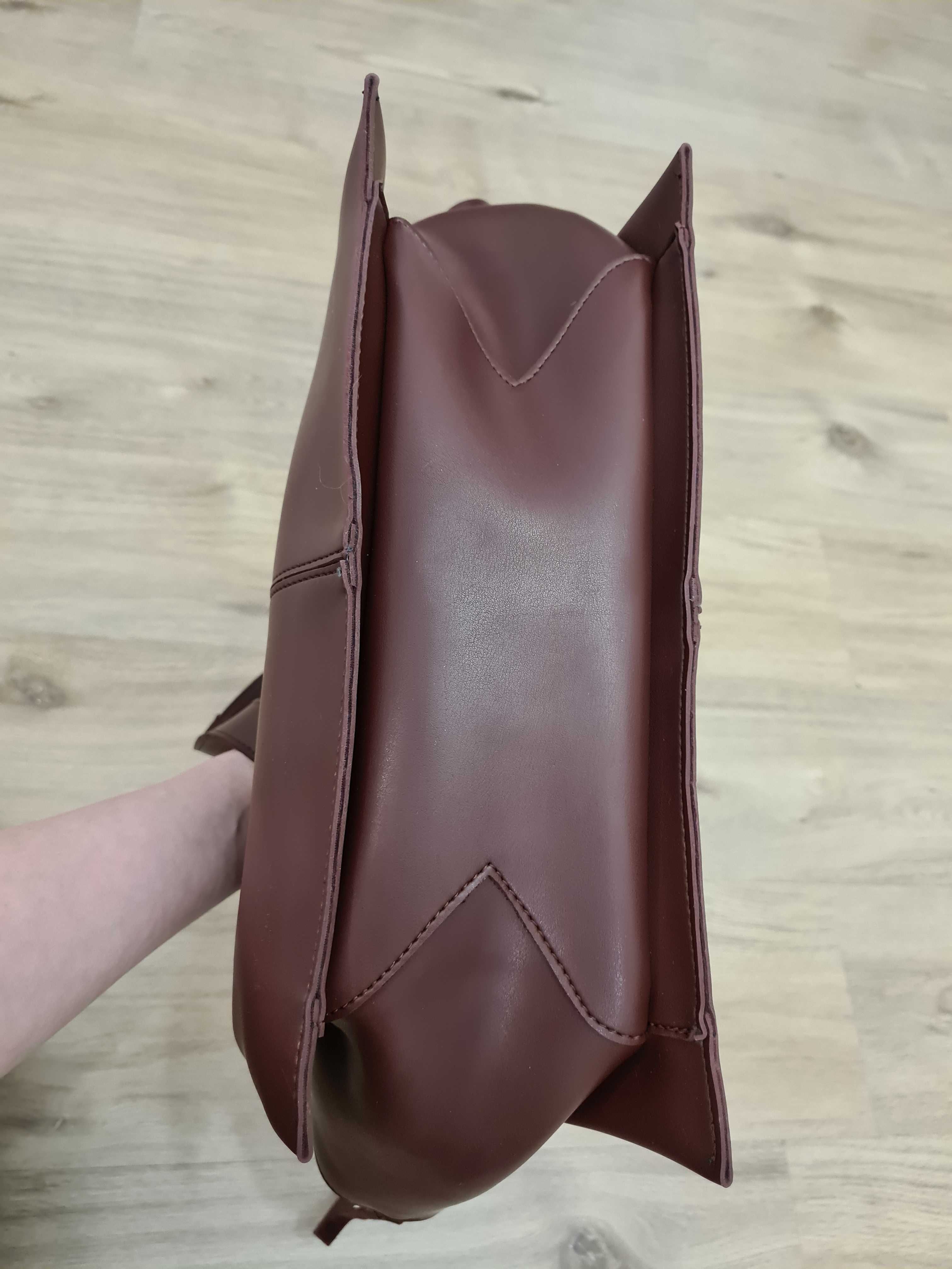 Geanta burgundy trifold